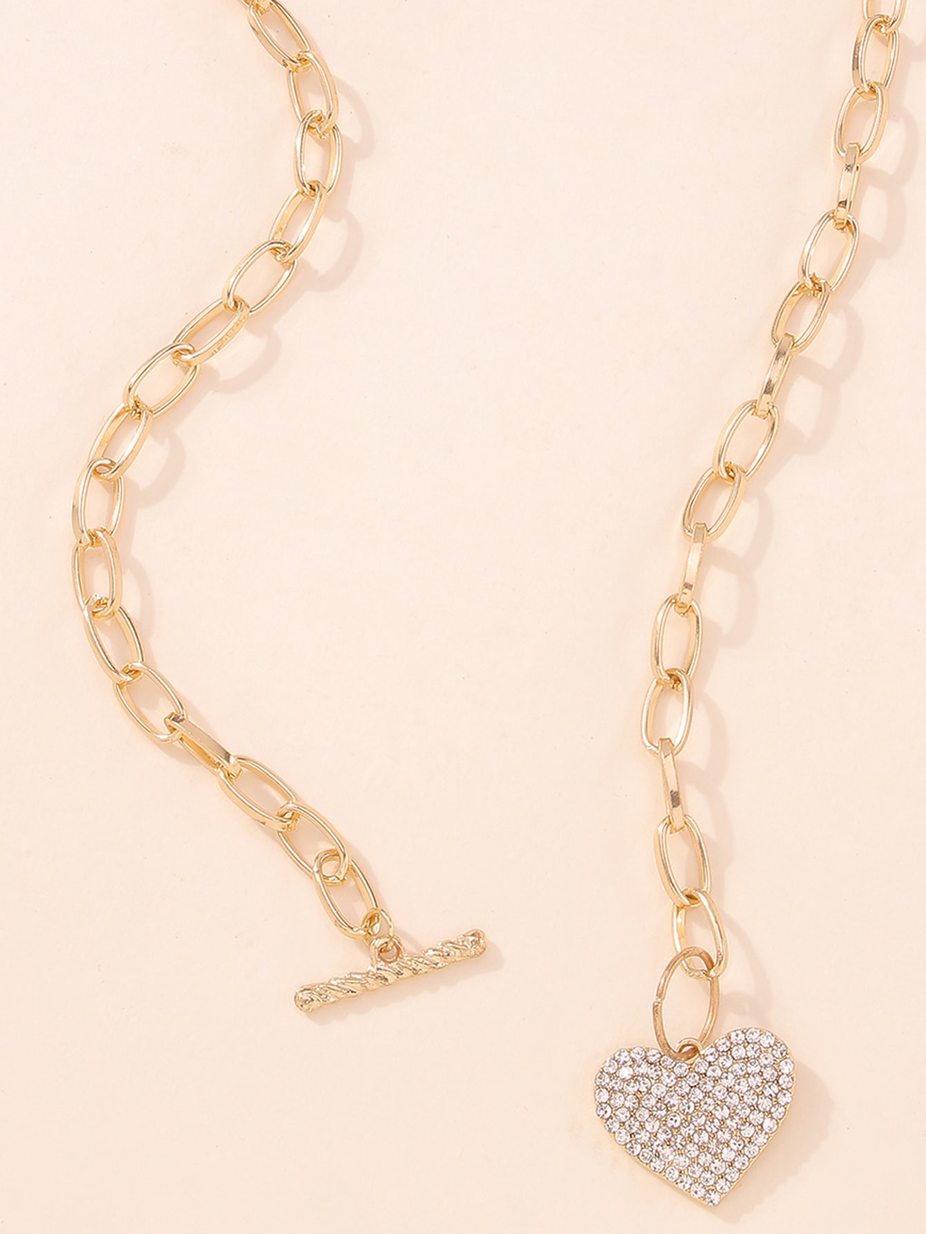 Rhinestone Heart Charm Necklace